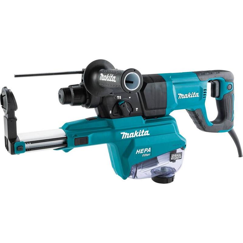 Martillo rotativo Makita de 1 pulgada SDS-PLUS AVT, con extractor de polvo HEPA, 3 modos, velocidad variable, estuche (mango en forma de D) - HR2663