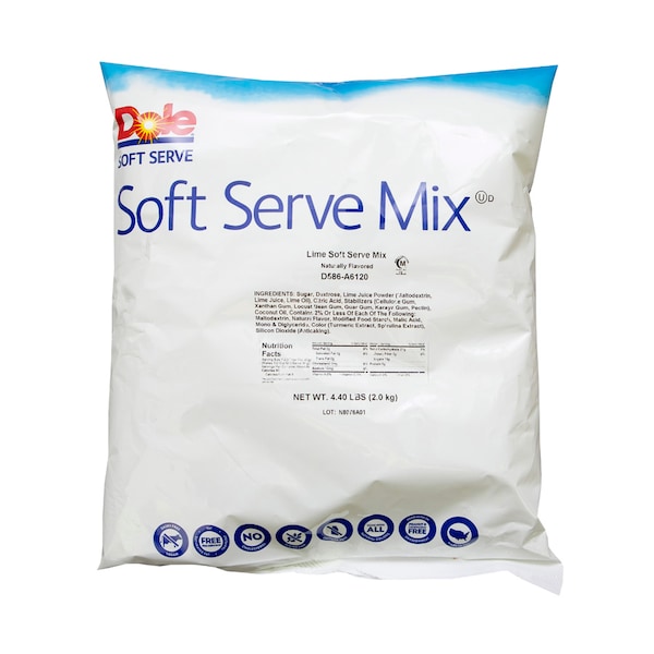 Dole Soft Serve Lactose Free Add Water Lime Soft Serve Mix 4.4lbs Bag, PK4 - D586-A6120