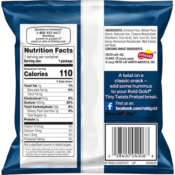 Rold Gold Rold Gold Original Tiny Twists Pretzel Bags 1 oz., PK88 - 32430