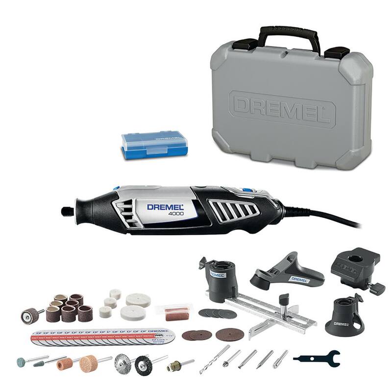 
Kit de herramienta rotativa con cable Dremel Serie 4000 de 1.6 Amp y velocidad variable con 34 accesorios, 4 aditamentos y estuche de transporte - 4000-4/34