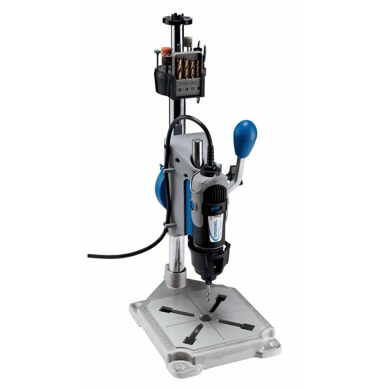 Serie Dremel 4300 de 1.8 amperios con velocidad variable, kit de herramienta rotativa con soporte de estación de trabajo y taladro de prensa - 4300-5/40+22001