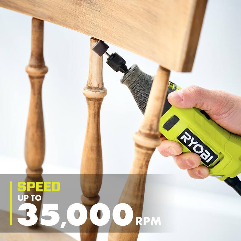 Herramienta rotativa con cable de 1.2 amperes RYOBI con kit de 120 piezas para todo tipo de usos (para madera, metal y plástico) - RRT100-A90AS120