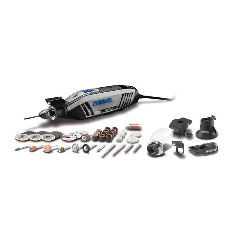 Kit de herramienta rotativa con cable Dremel 4300 Series 1.8 Amp de velocidad variable con accesorios de lijado y molienda EZ Lock de 18 piezas - 4300540+EZ72701