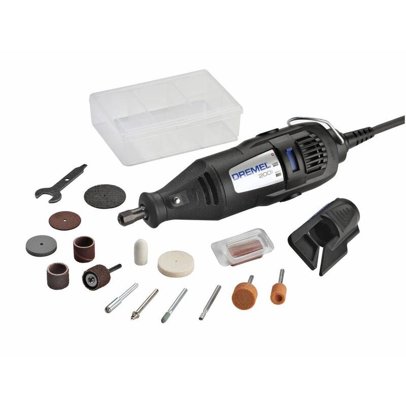 Serie 200 de Dremel Kit de Herramienta Rotativa con Cable de Doble Velocidad de 1.15A y Mandril sin Llave para Brocas de 1/32 a 1/8 pulgadas - 200-1/15+4486
