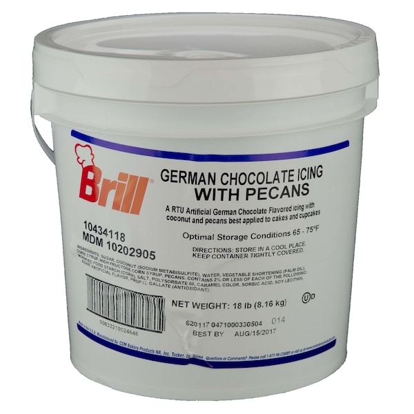 Brill Icing German Chocolate Transmart Pail 18lbs - 10202905