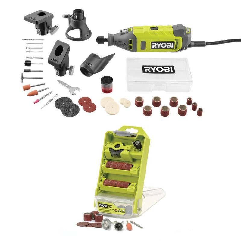 Herramienta rotativa con cable de 1.4 amperes de RYOBI con kit todo uso de 37 piezas (para madera, metal y plástico) - RRT200-A90AS37