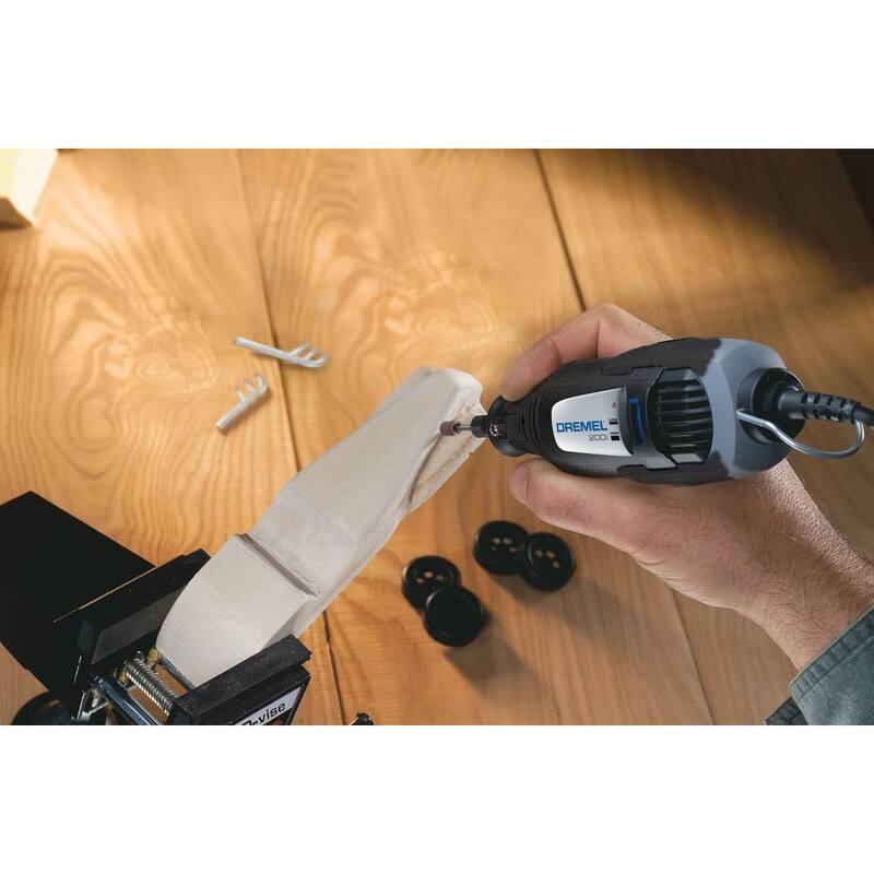 Serie 200 de Dremel 1.15A Kit de herramienta rotativa con cable de doble velocidad con 15 accesorios, 1 accesorio + 31 piezas de kit de accesorios para lijado y molienda rotativa - 200-1/25+727-01