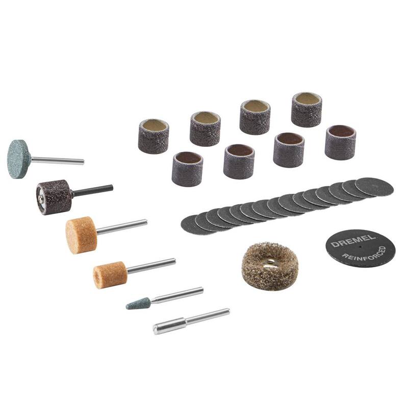 Serie 200 de Dremel 1.15A Kit de herramienta rotativa con cable de doble velocidad con 15 accesorios, 1 accesorio + 31 piezas de kit de accesorios para lijado y molienda rotativa - 200-1/25+727-01