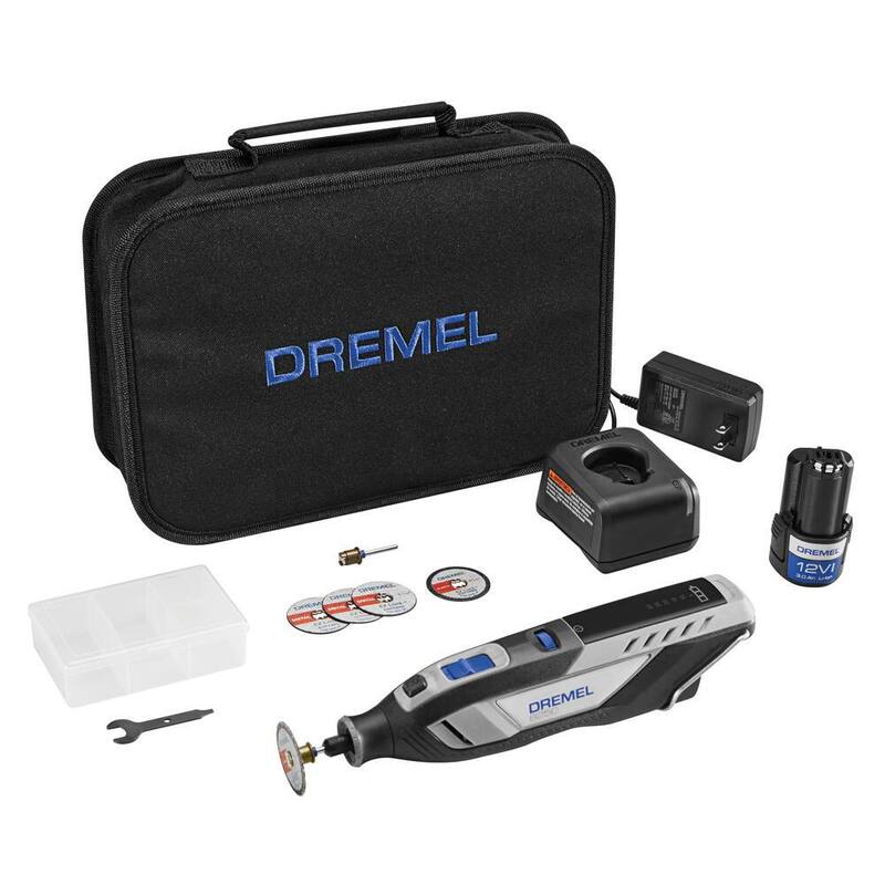 Juego de herramienta rotativa inalámbrica Dremel 8250 12V de ion de litio sin escobillas con 5 accesorios y estuche de transporte - 8250-5
