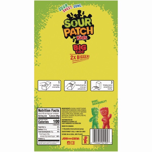 Sour Patch Fruit Flavored Candy, Grab-and-Go, PK240 - 1506285
