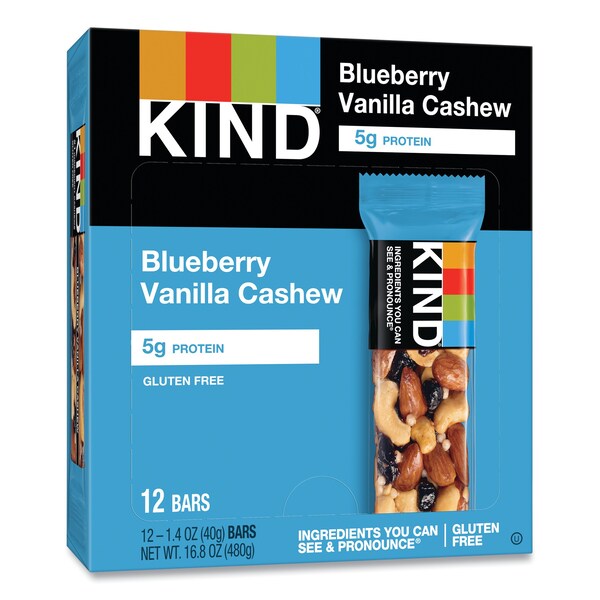 Kind Fruit and Nut Bars, Blueberry Vanilla and Cashew, 1.4 oz Bar, PK12 - 18039