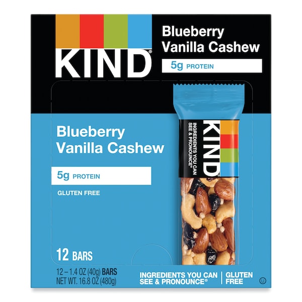 Kind Fruit and Nut Bars, Blueberry Vanilla and Cashew, 1.4 oz Bar, PK12 - 18039