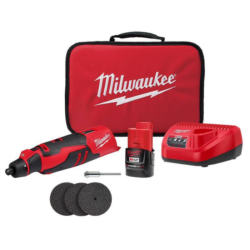 Herramienta rotativa inalámbrica sin escobillas Milwaukee M12 12V de iones de litio con (1) paquete de batería de 2.0 Ah y cargador - 2525-21.