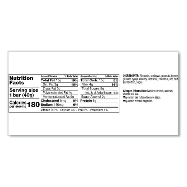 Kind Nuts and Spices Bar, Honey Roasted Nuts/Sea Salt, 1.4 oz Bar, PK12 - 19990