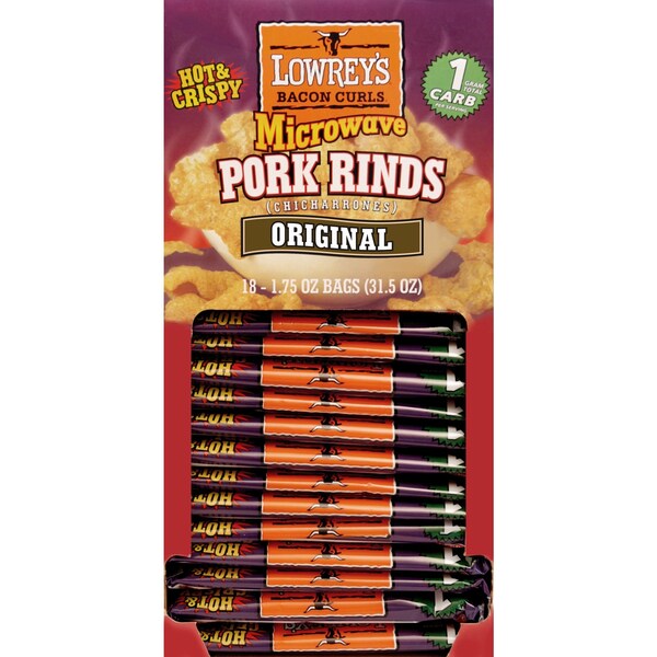 Lowreys Lowrey's Bacon Microwave Pork Rinds 1.75 oz Bagged - 80120