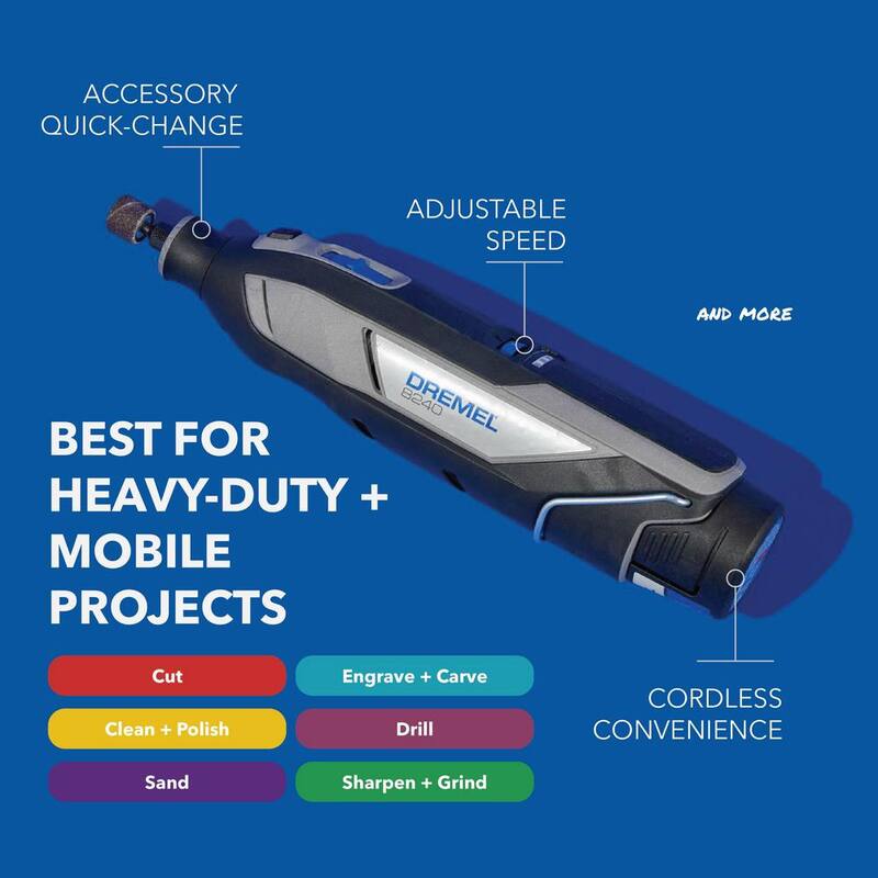 Dremel 12V Li-Ion 2-Amp Variable Speed Cordless Rotary Tool Kit with 2Ah Battery, 1-Charger, 5-Accessories and Storage Bag - 8240-5