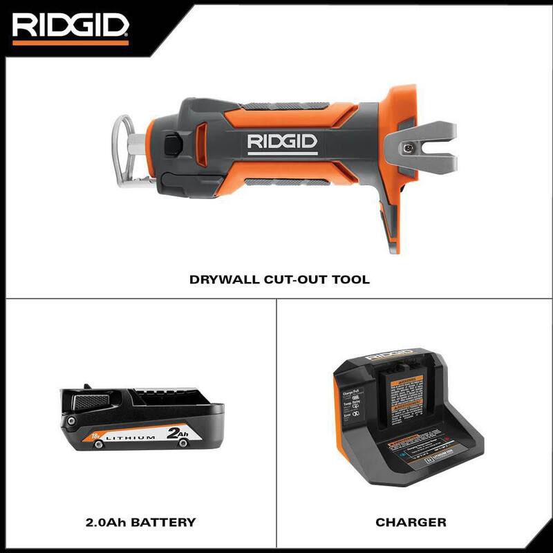 Juego de Herramientas para Recorte de Tablaroca RIDGID 18V con Batería de 2.0 Ah y Cargador - R84730KSBN