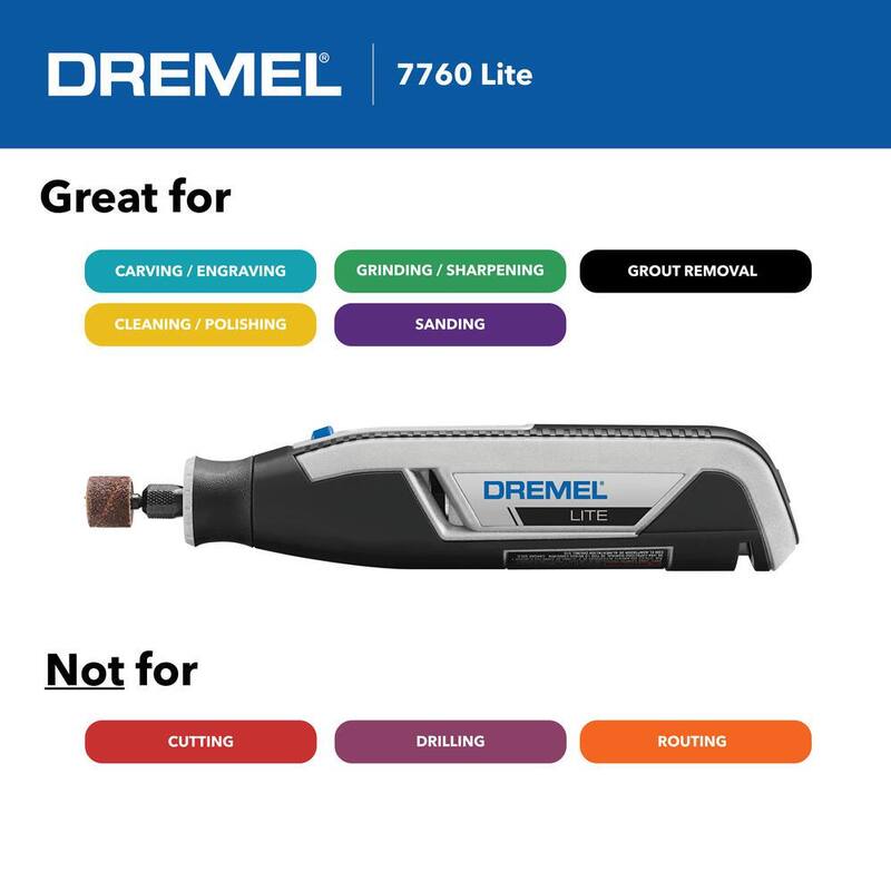 Dremel Lite 7760 4V Juego de Herramientas Rotativas Inalámbricas de Iones de Litio de Velocidad Variable con 10 Accesorios - 7760-N/10