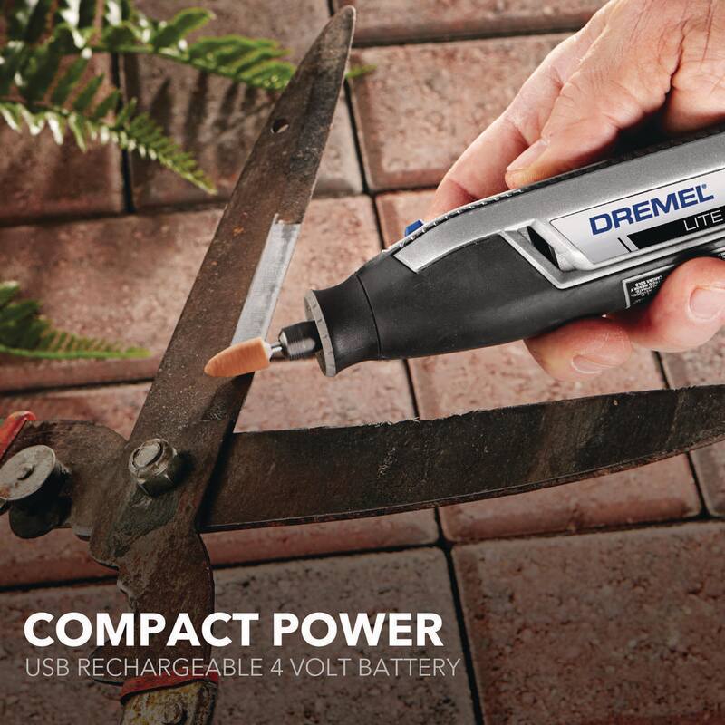 Dremel Lite 7760 4V Juego de Herramientas Rotativas Inalámbricas de Iones de Litio de Velocidad Variable con 10 Accesorios - 7760-N/10