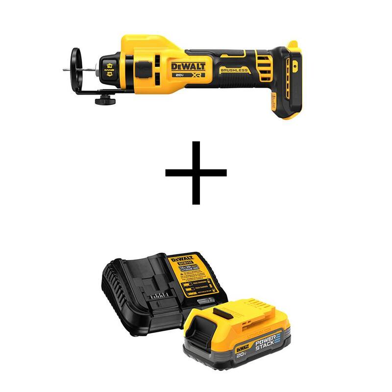 Herramienta inalámbrica DEWALT XR de corte para yeso con batería POWERSTACK de 1.7 Ah y cargador de 20 voltios de iones de litio - DCE555BWCBP034C
