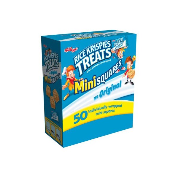 Kelloggs Rice Krispies Treats, Mini Squares, 0.39 oz., 50/Box - 3800012346