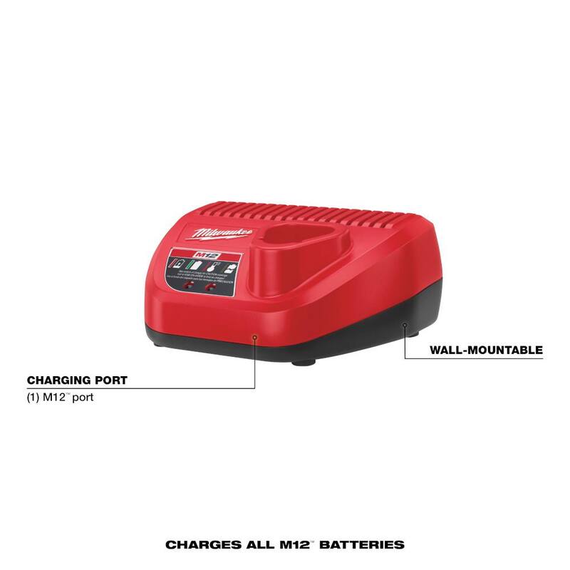 Herramienta rotativa inalámbrica Milwaukee M12 12V Ion de Litio con paquete de batería compacta de 2.0Ah y kit de inicio de cargador - 2460-20-48-59-2420