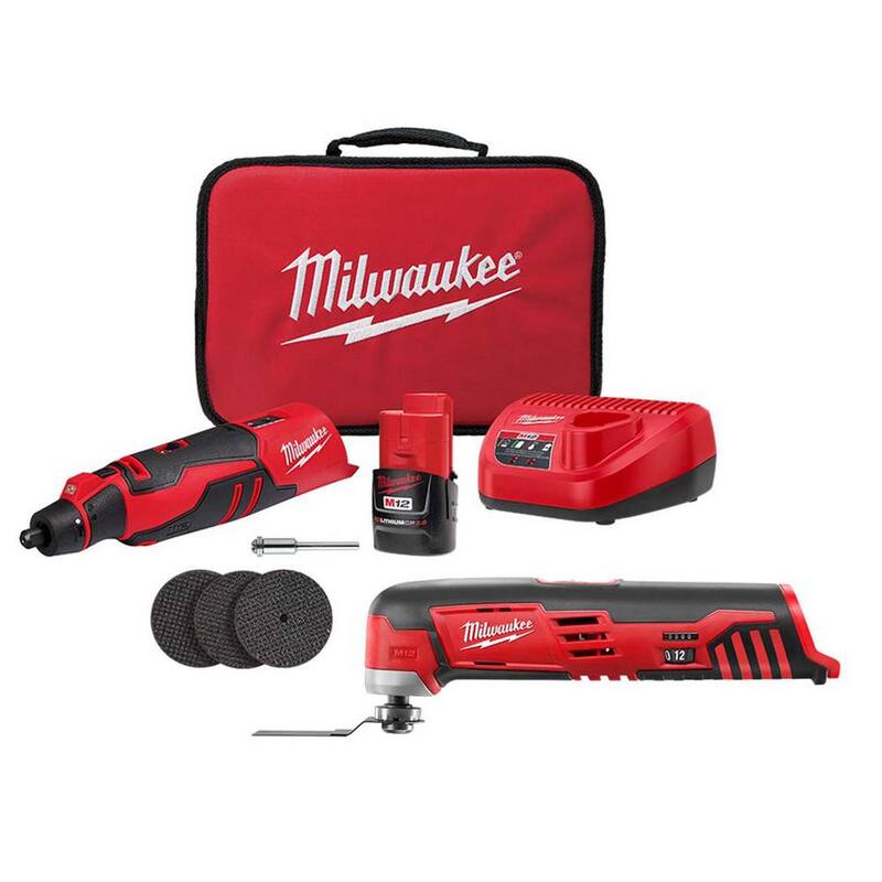 Juego de herramientas rotativas y multiusos inalámbricos Milwaukee M12 12V de iones de litio con tecnología sin escobillas - 2525-21-2426-20