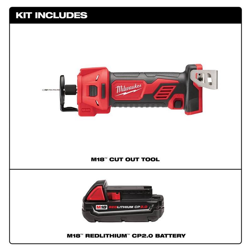 Milwaukee M18 18V Cortadora de Yeso Inalámbrica con Batería de iones de litio de 2.0ah - 2627-20-48-11-1820