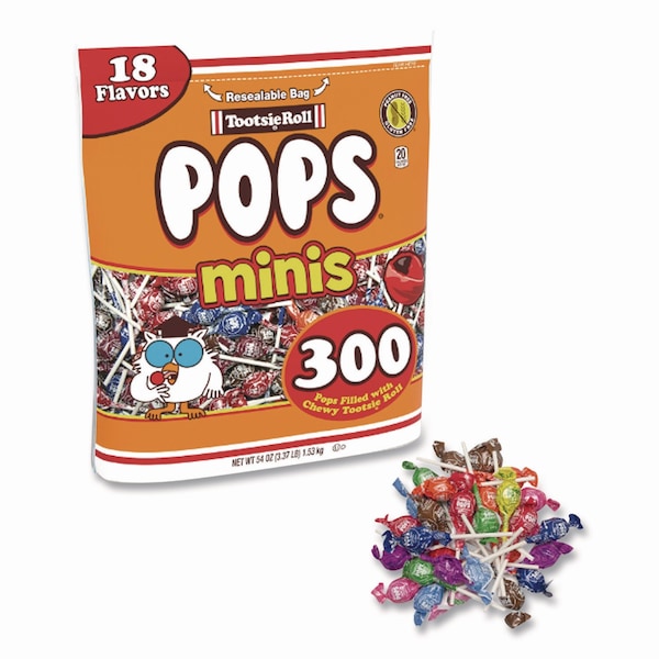 Tootsie Roll Pops Minis, Assorted Flavors, 36 oz Bag, 200 Pieces - CRM04200
