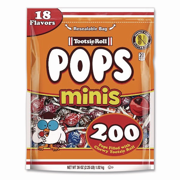 Tootsie Roll Pops Minis, Assorted Flavors, 36 oz Bag, 200 Pieces - CRM04200