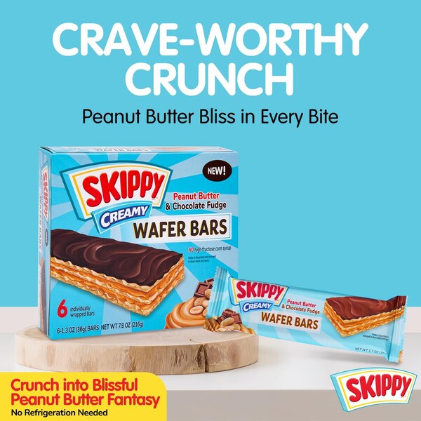 Skippy Creamy Peanut Butter And Chocolate Fudge Wafer Snack Bar, 1.3 Oz, 36g/Bar 6 ct - SKIPPYPBCF6