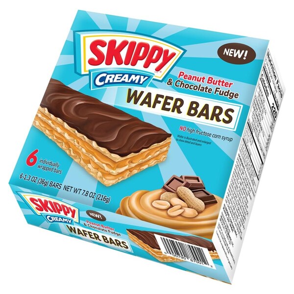 Skippy Creamy Peanut Butter And Chocolate Fudge Wafer Snack Bar, 1.3 Oz, 36g/Bar 6 ct - SKIPPYPBCF6