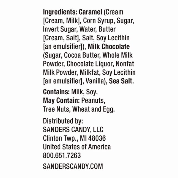 Sanders Small Batch Wonders Milk Chocolate Sea Salt Caramels, 18 oz Tub - MRY30986