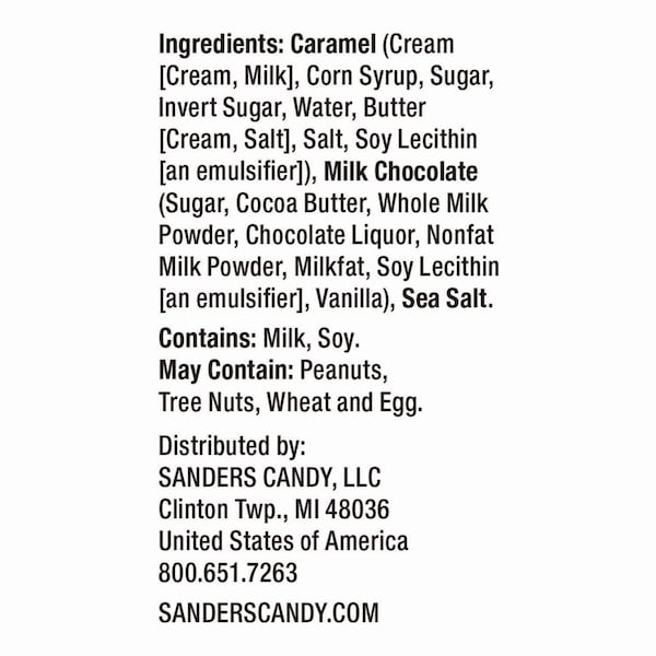 Sanders Small Batch Wonders Milk Chocolate Sea Salt Caramels, 18 oz Tub - MRY30986