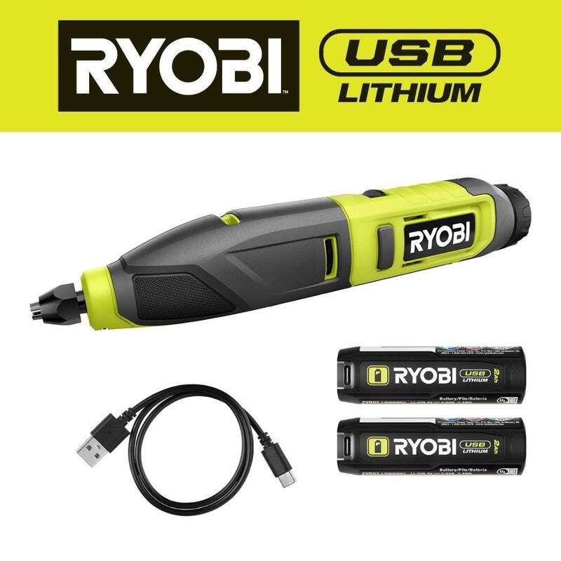 RYOBI Kit de Tallador de Potencia USB de Litio con Batería Recargable de Litio USB de 2.0 Ah - FVH51K-FVB02