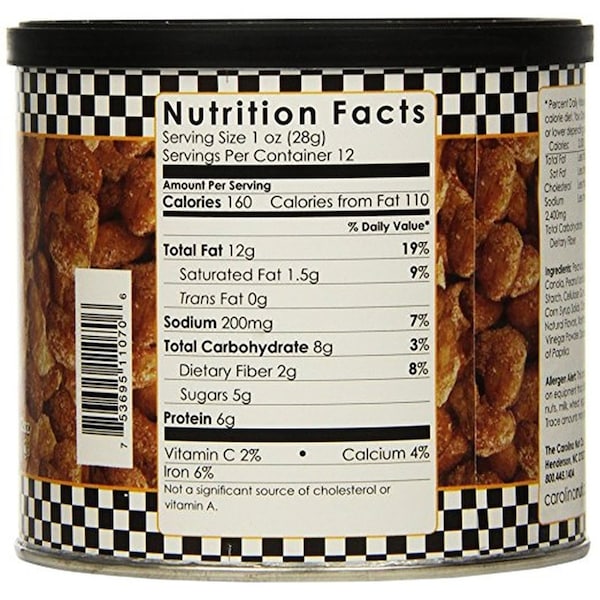 The Carolina Nut Co Carolina Nut Co. Honey Roasted Chipotle Peanuts 12 oz Can - 11070