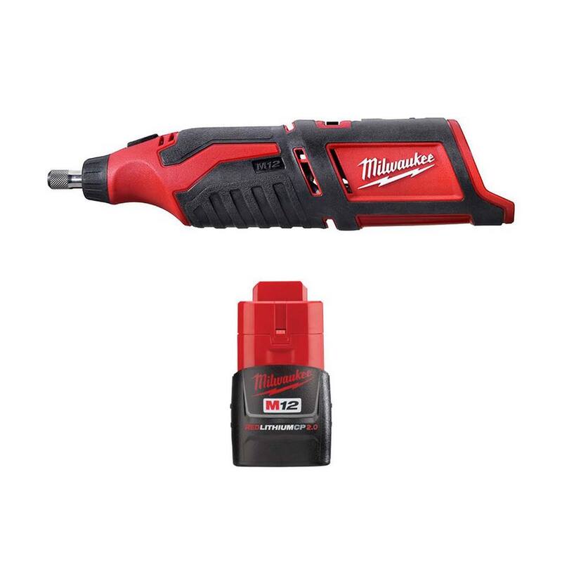 Herramienta rotativa inalámbrica Milwaukee M12 12V de ion de litio con paquete de batería compacta M12 2.0 Ah - 2460-20-48-11-2420