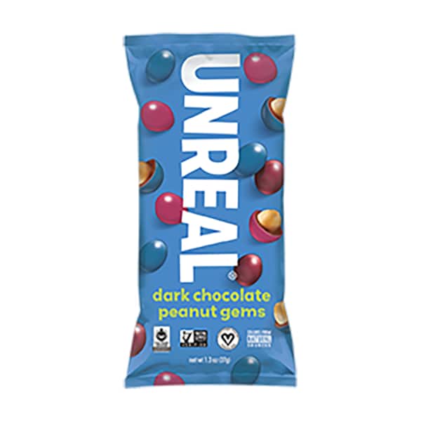 Unreal Candy Unreal Candy Dark Chocolate Peanut Gems 1.5 oz., PK72 - 111