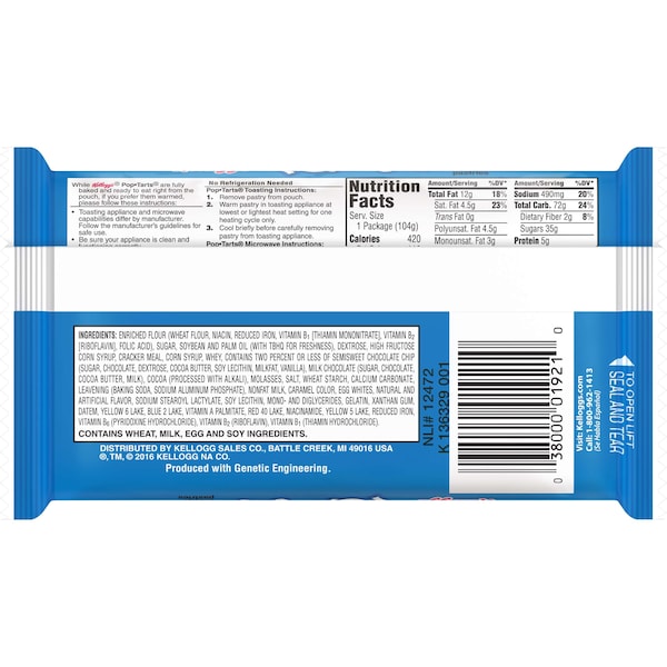 Kelloggs Frosted Open & Fold Display Chocolate Chip Pastry 2 Count, PK72 - 3800019721