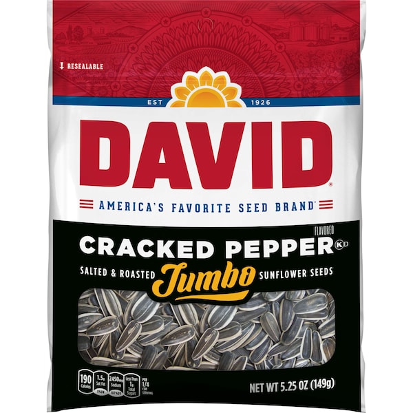 David David Black Pepper Sunflower Seeds 5.25 oz., PK12 - 2620023891