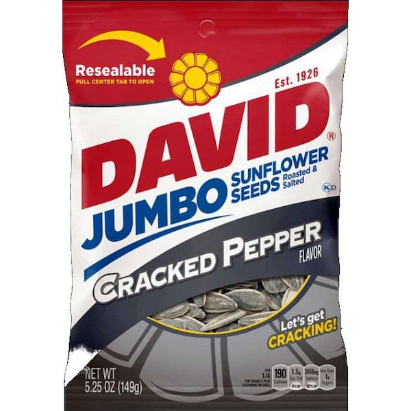 David David Black Pepper Sunflower Seeds 5.25 oz., PK12 - 2620023891