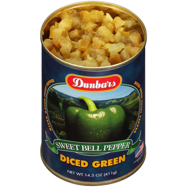 Dunbar Diced Green Peppers, PK24 - 02034300240001