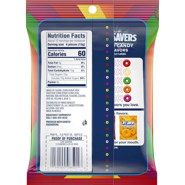 Life Savers Lifesavers Five Flavor Hard Candies Bag 6.25 oz., PK12 - 260319
