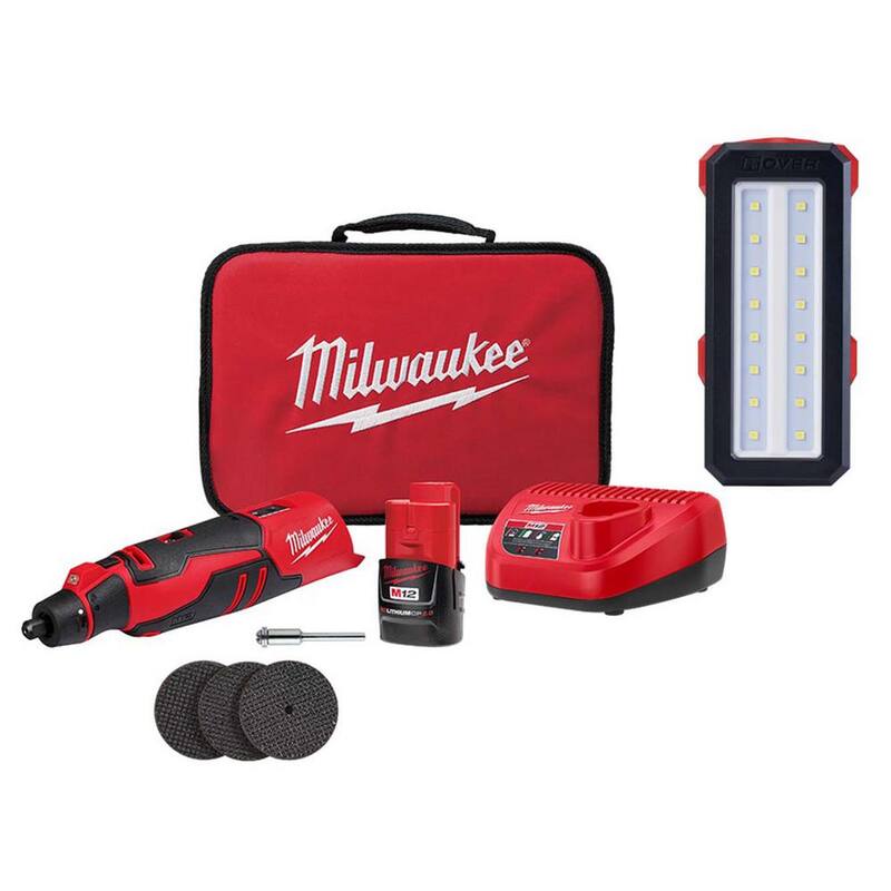 Kit de herramienta rotativa inalámbrica Milwaukee M12 12V de iones de litio sin escobillas con luz de inundación de servicio y reparación M12 12V ROVER - 2525-21-2367-20