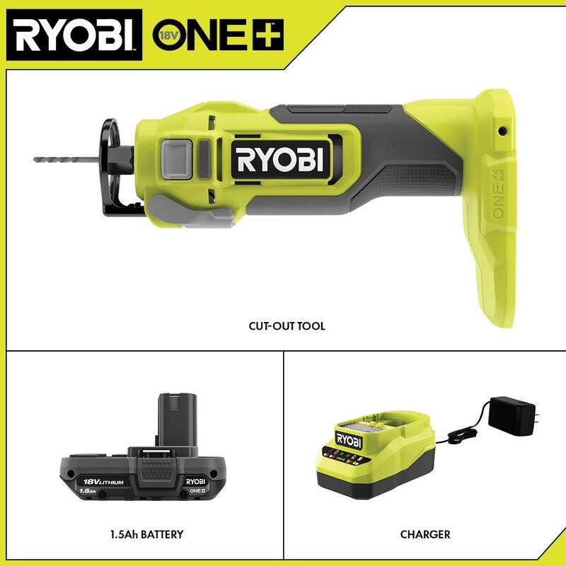 Kit de herramienta de corte RYOBI ONE+ 18V con batería de 1.5 Ah y cargador - PCL540K1