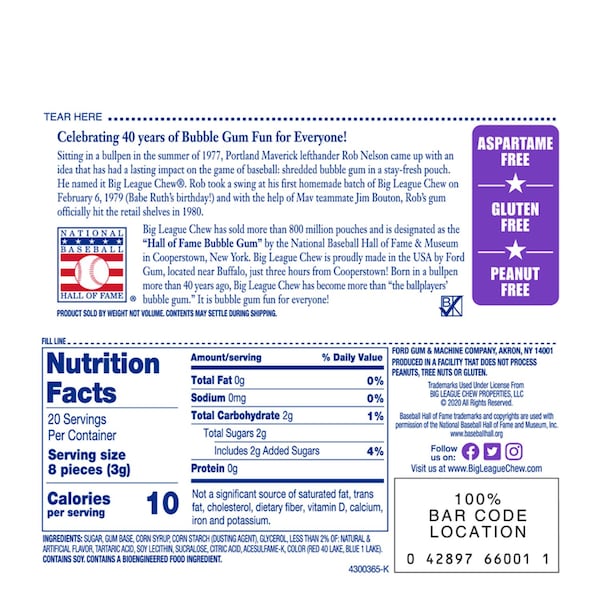 Big League Chew Big League Chew Grape Candy 2.12 oz - 66001