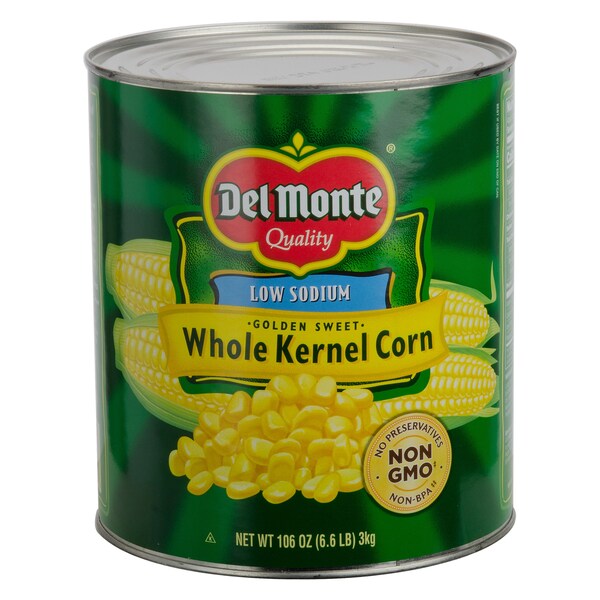 Del Monte Golden Sweet Whole Kernel Corn Low Sodium Delmonte 101 oz. Cans, PK6 - 2004499