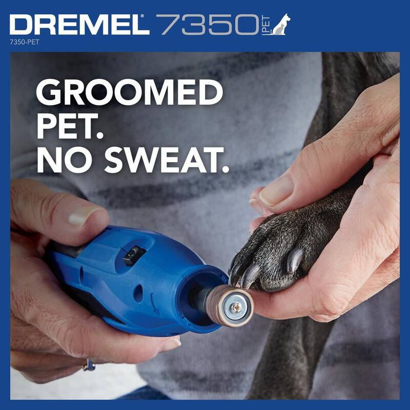 Kit de manicura para mascotas con herramienta rotativa inalámbrica de 4 voltios y 2 amperios Dremel con puerto USB y 5 bandas de lijado - 7350-PET.
