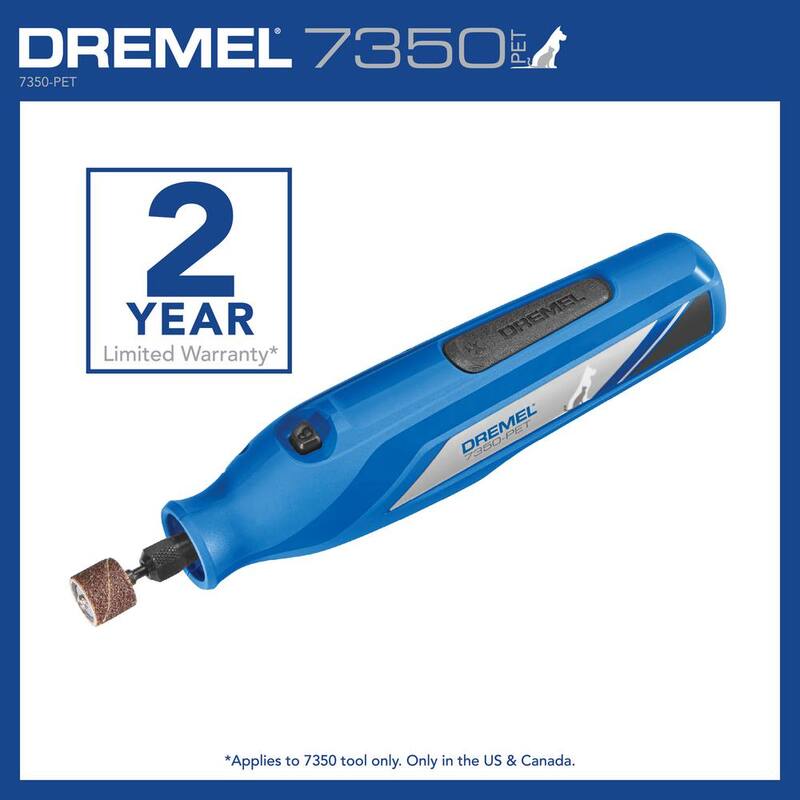 Kit de manicura para mascotas con herramienta rotativa inalámbrica de 4 voltios y 2 amperios Dremel con puerto USB y 5 bandas de lijado - 7350-PET.