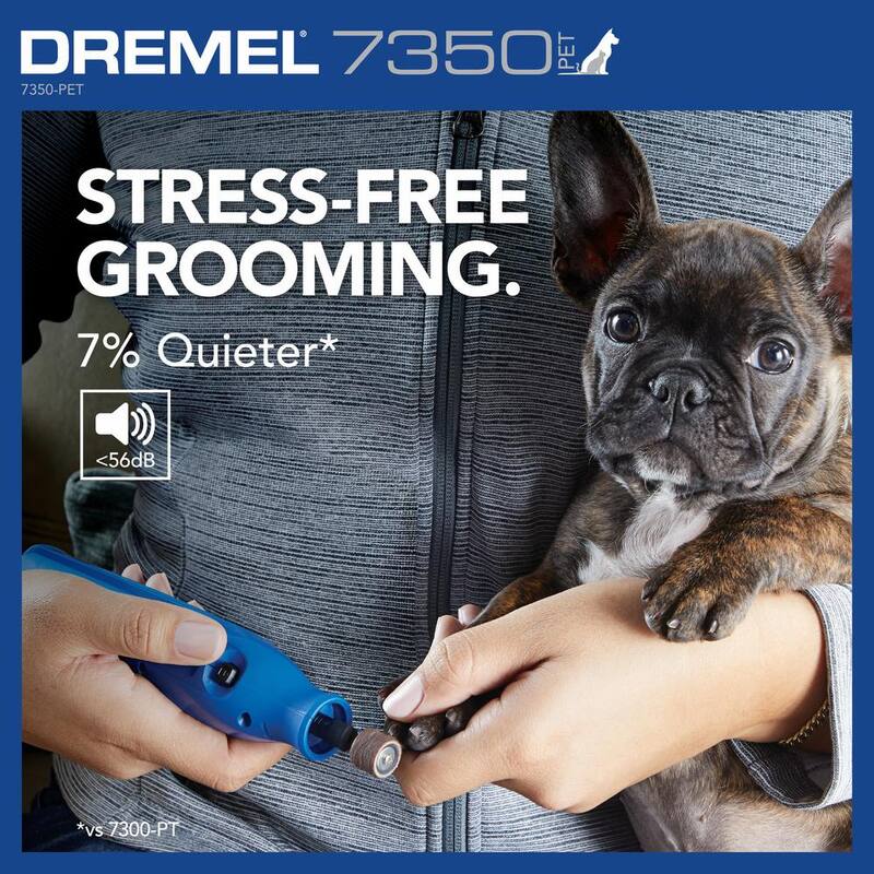 Kit de manicura para mascotas con herramienta rotativa inalámbrica de 4 voltios y 2 amperios Dremel con puerto USB y 5 bandas de lijado - 7350-PET.